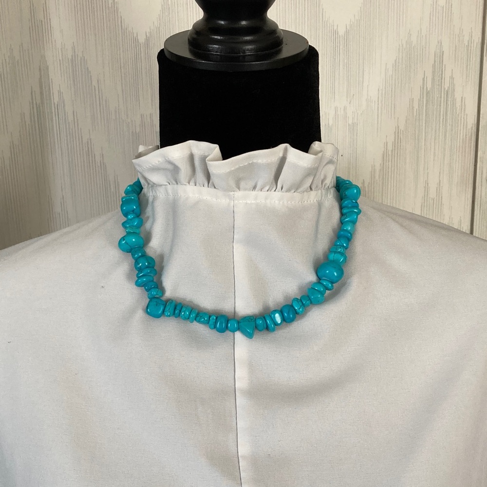 Turquoise Beaded Necklace with Faux Beads